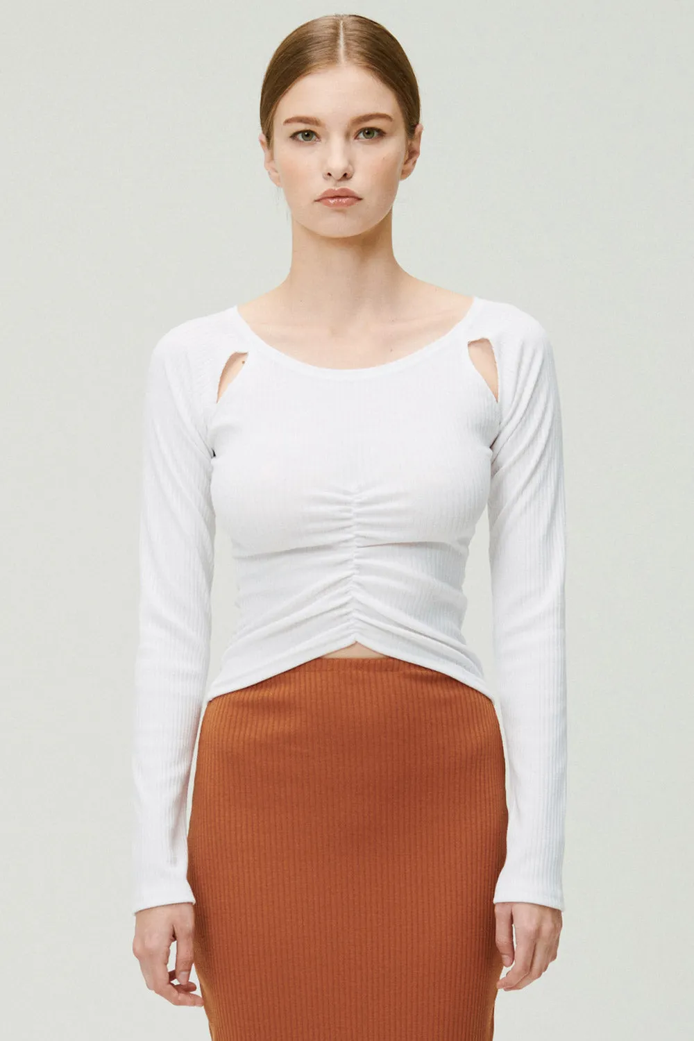 Ada Cutout Ruched Ribbed Top