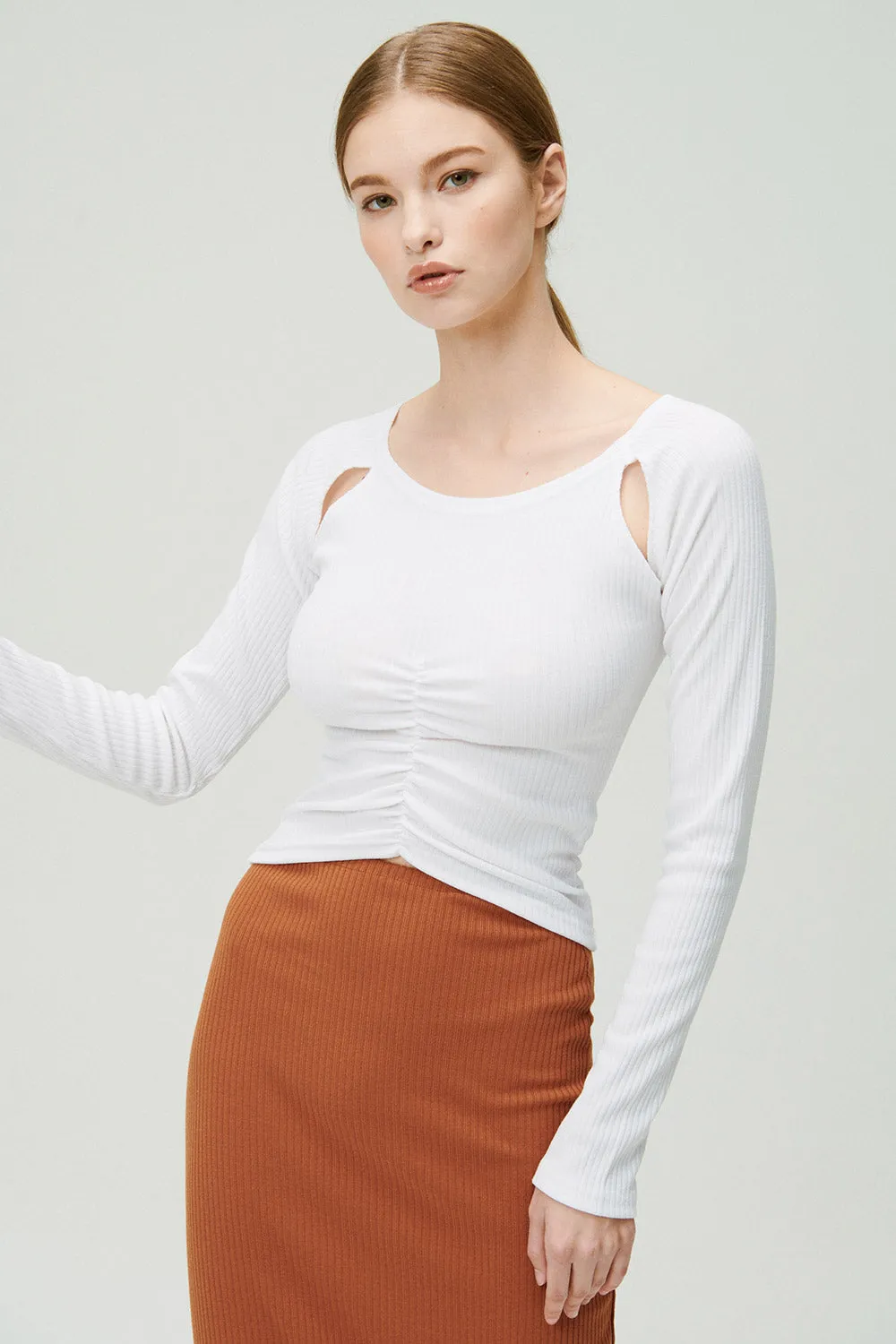 Ada Cutout Ruched Ribbed Top