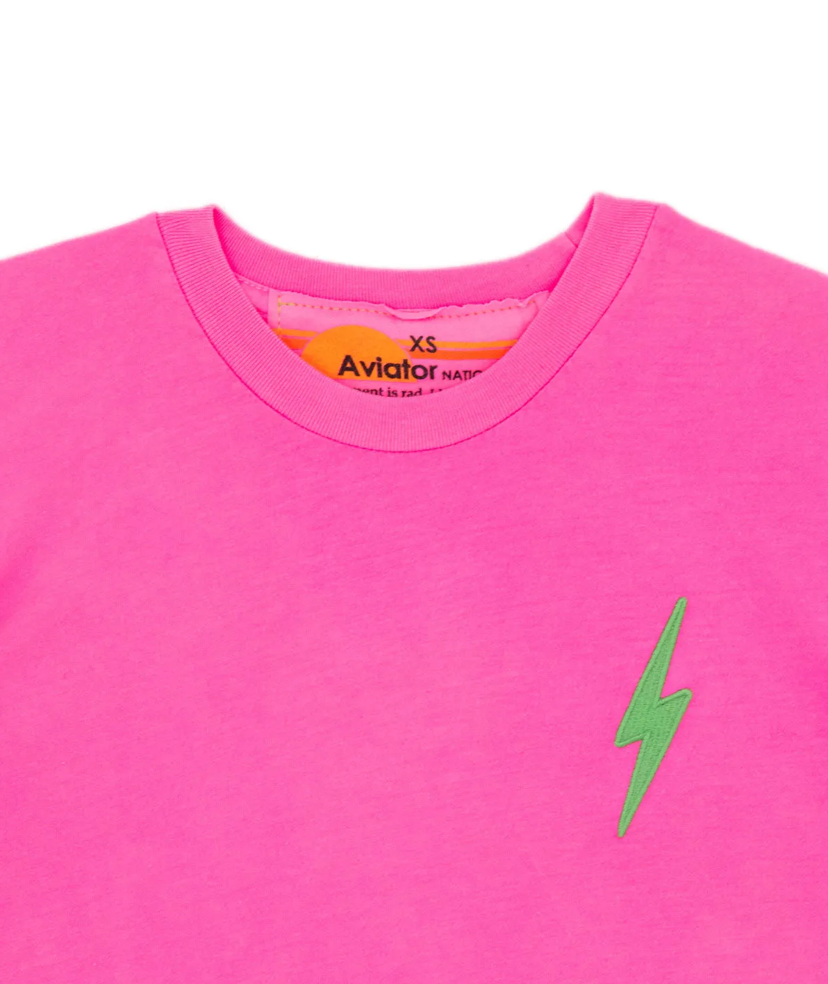 Aviator Nation Women Bolt Boyfriend Tee Neon Pink/Mint