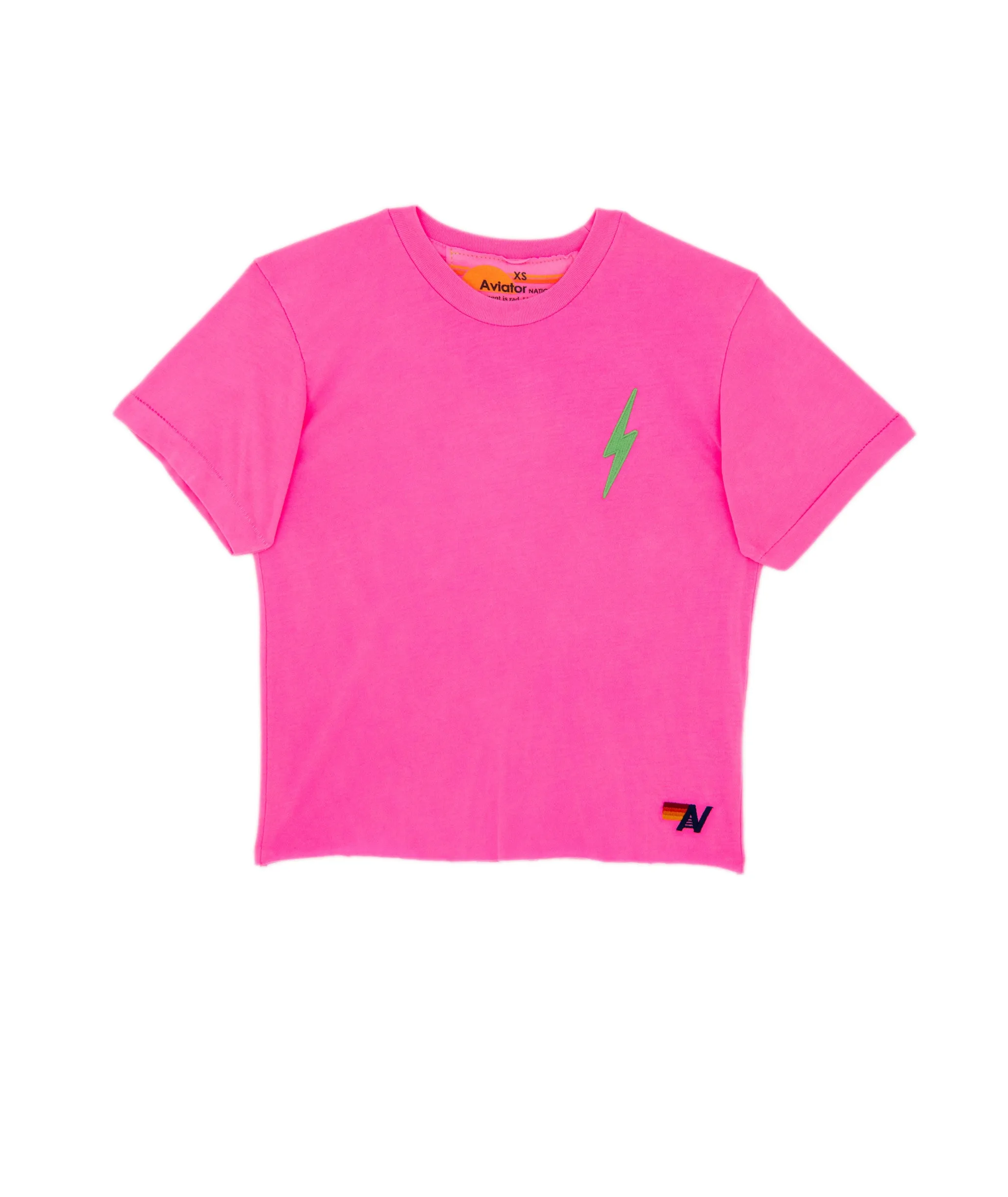 Aviator Nation Women Bolt Boyfriend Tee Neon Pink/Mint