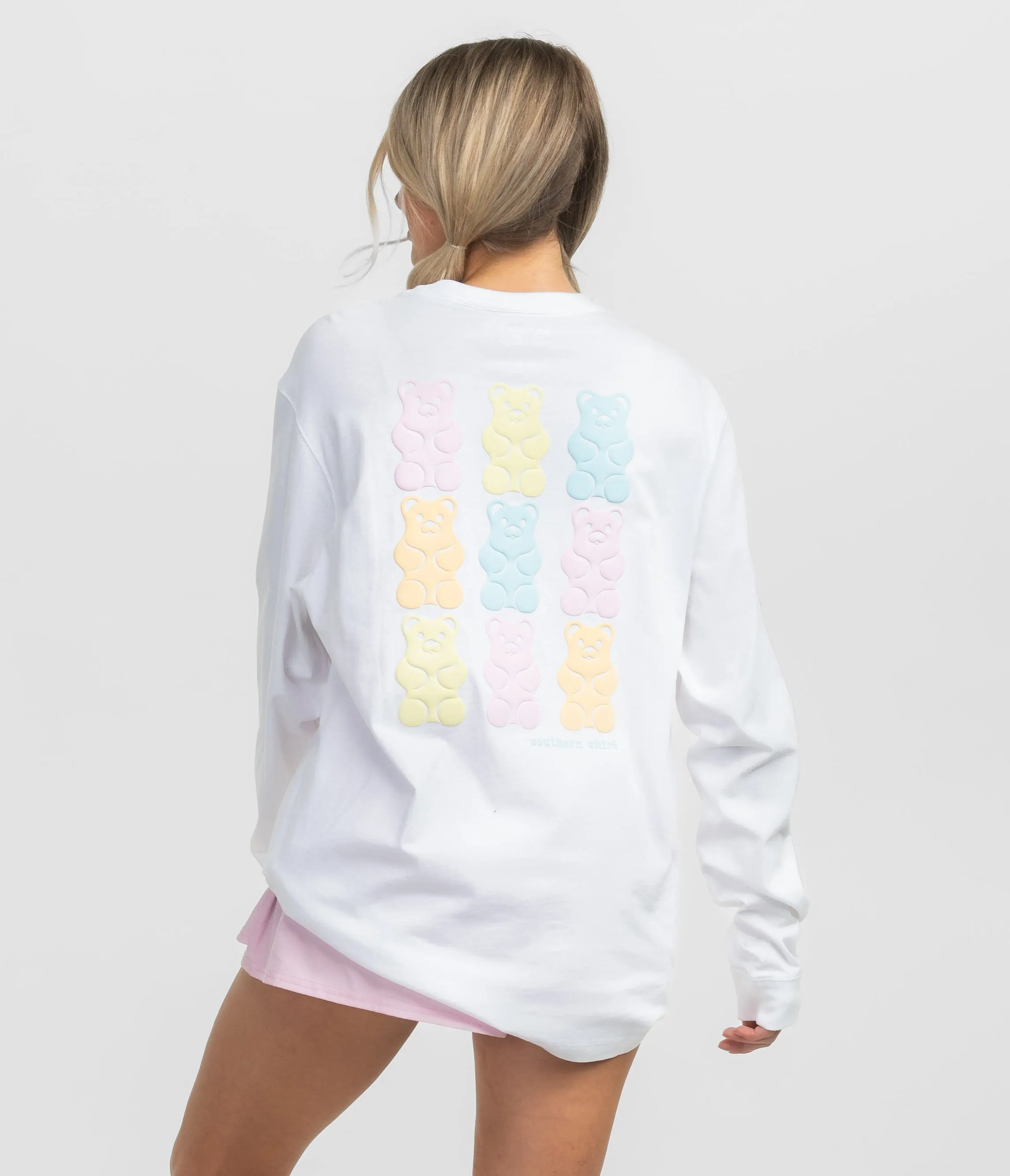 Beary Sweet Puff Print Tee LS - Bright White