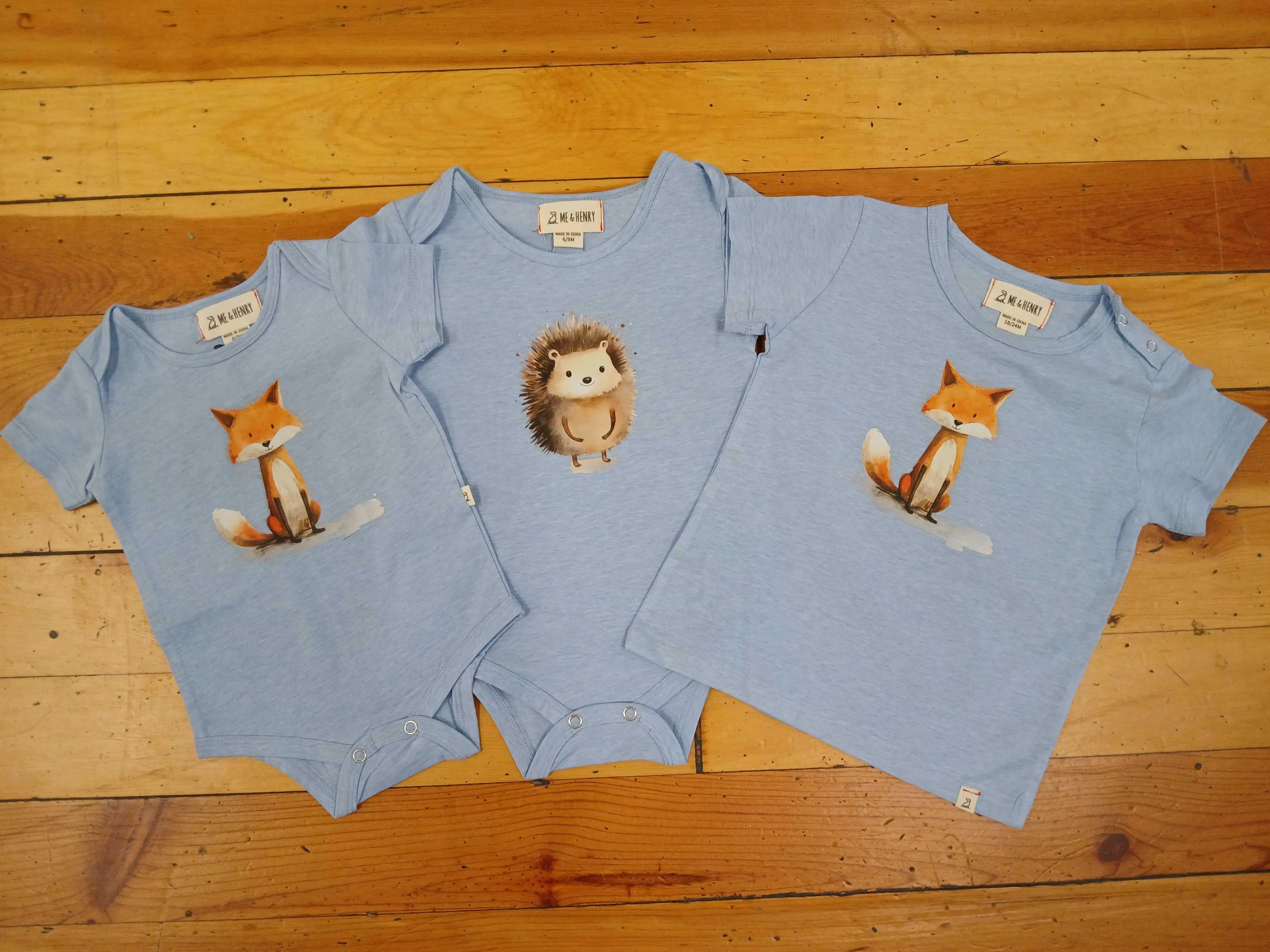 Blue Forest Critter Bodysuit / T-shirt