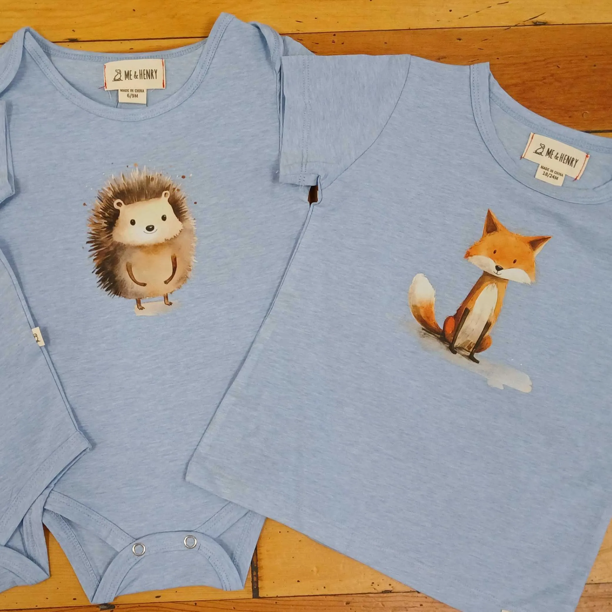 Blue Forest Critter Bodysuit / T-shirt