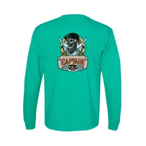 Boston Scally The Captain Long Sleeve Pocket Tee T-Shirt - Island Green