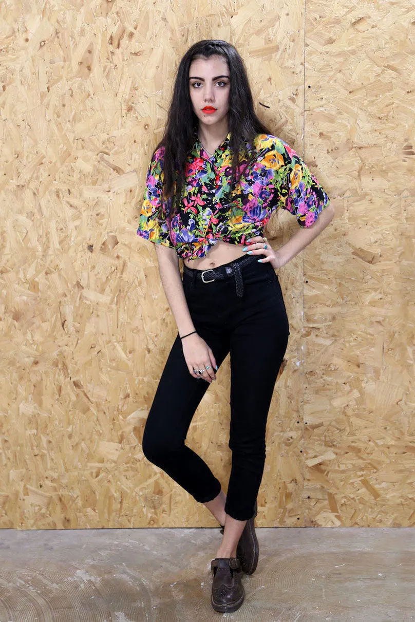 Bright Abstract Floral Print Blouse