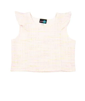 By Debra Girls Pastel Tweed Flutter Sleeve Top