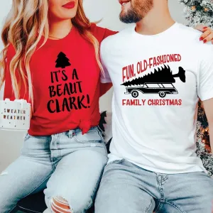 Couple Christmas It's A Beaut & Fun Old Fashioned Wholesale Bella Graphic Tee - Fast Shipping