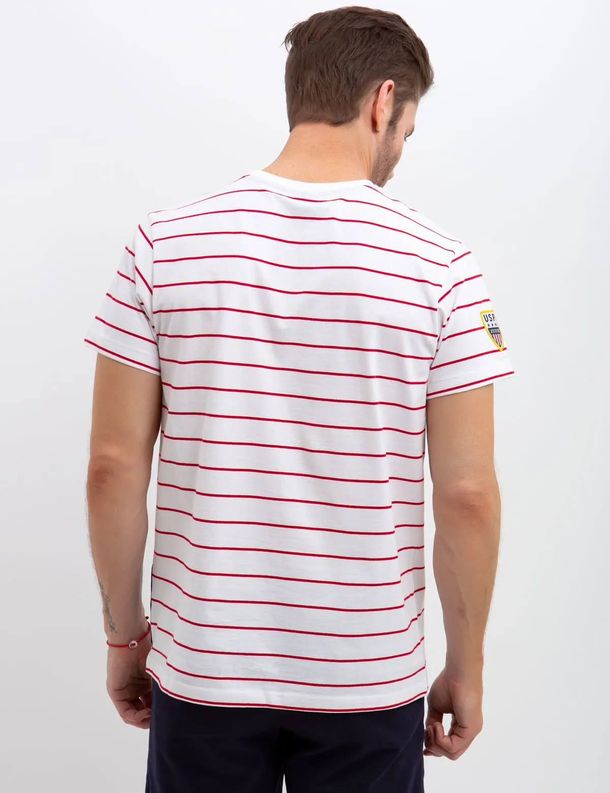 CREW NECK DIAGONAL STRIPED T-SHIRT