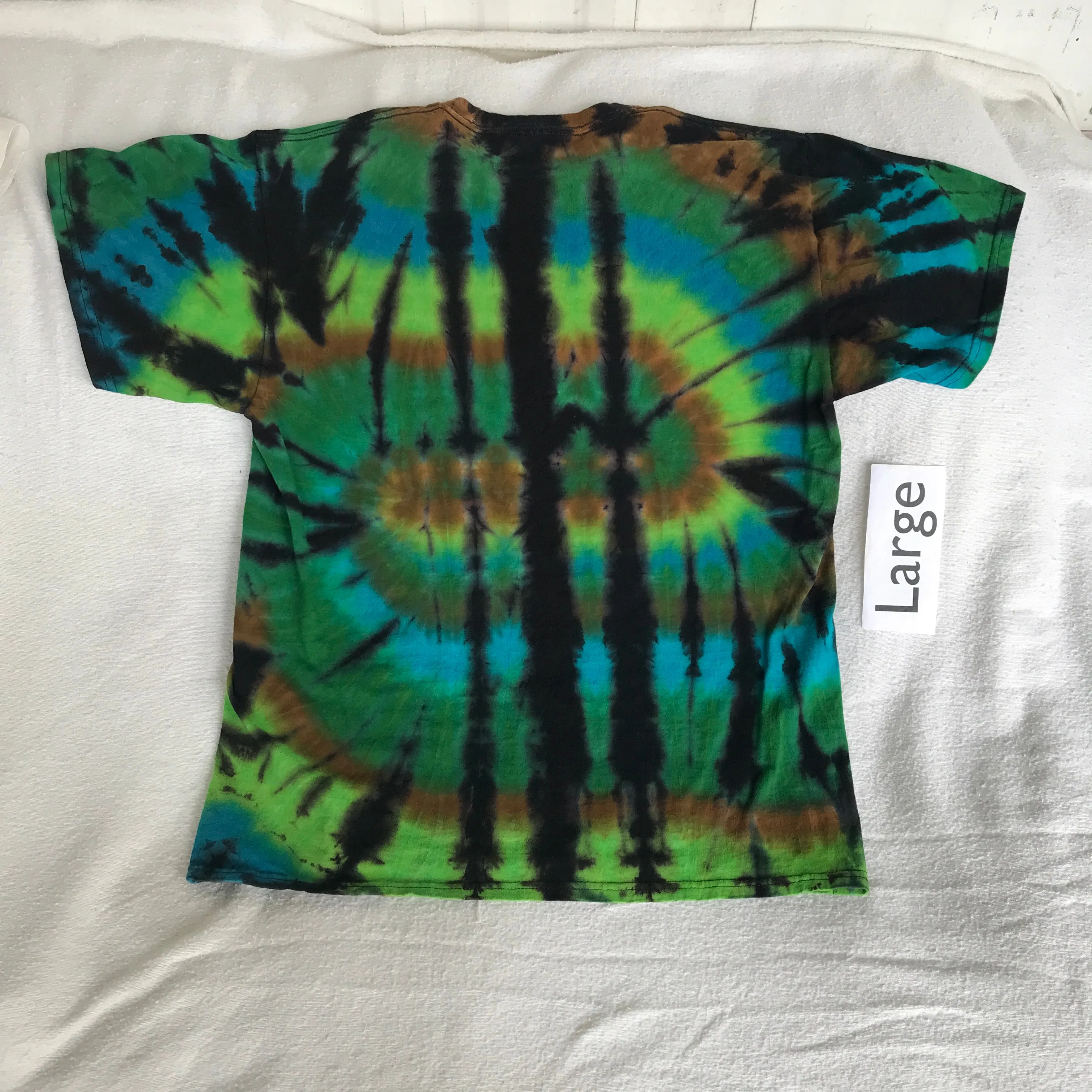 Discharged & Tie-Dye Elongated Spiral tee