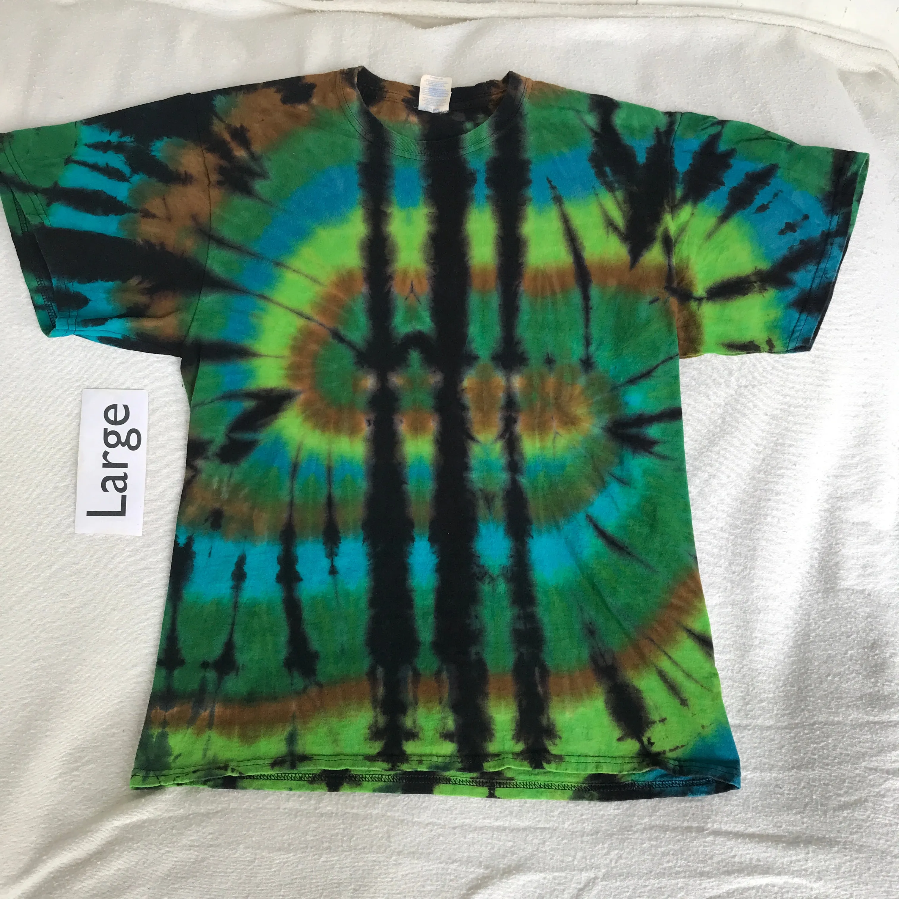 Discharged & Tie-Dye Elongated Spiral tee