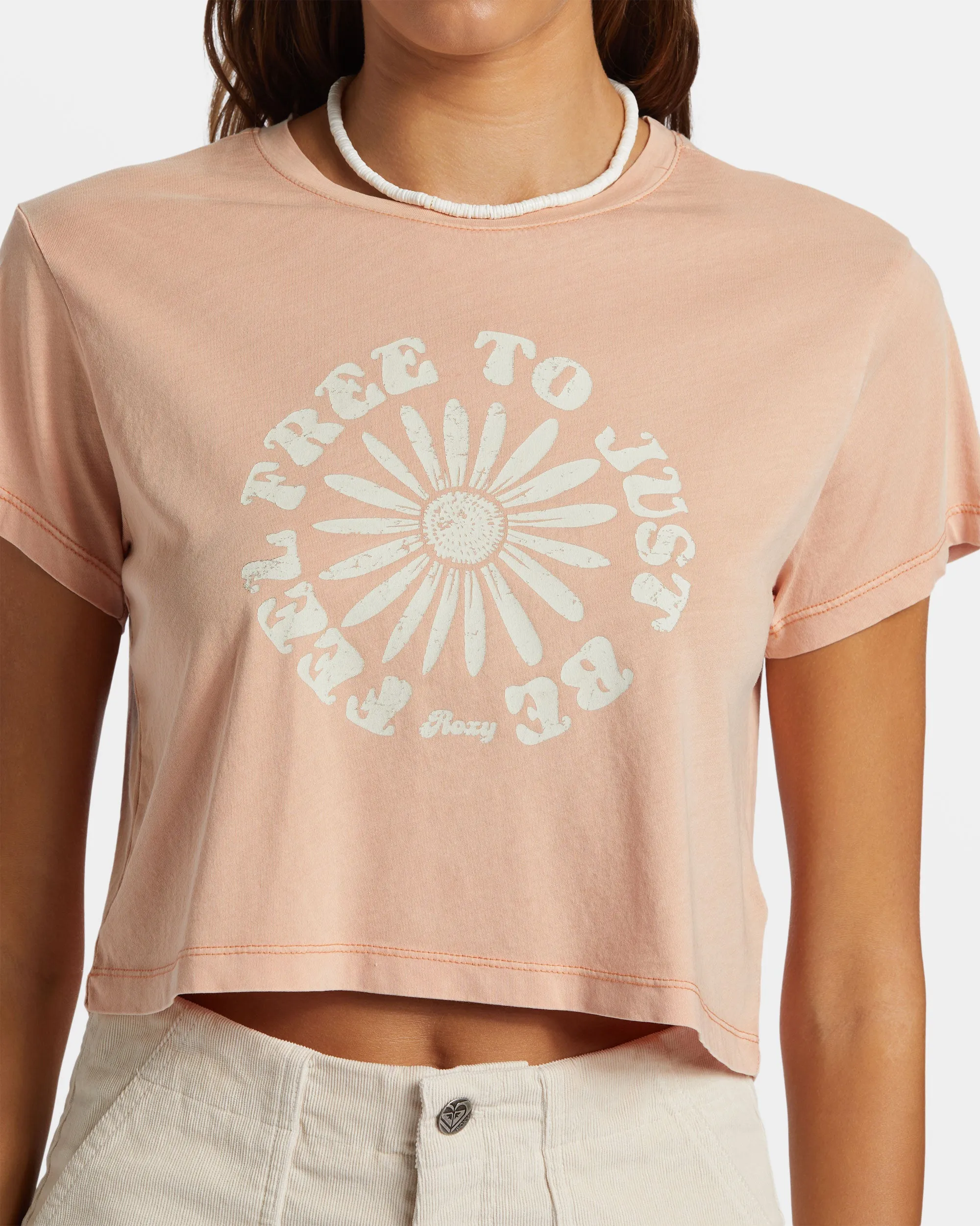 Feel Free Cropped T-Shirt - Cafe Creme