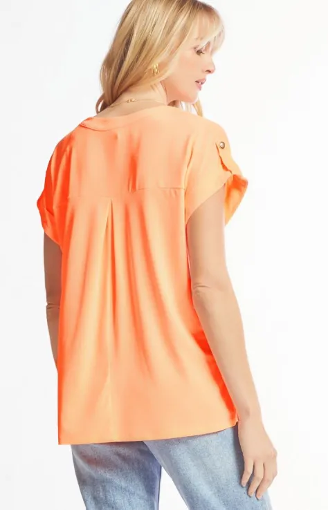 Figure It Out Top Short Sleeve - Neon Orange