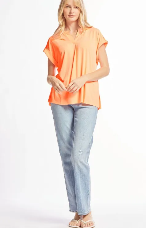 Figure It Out Top Short Sleeve - Neon Orange