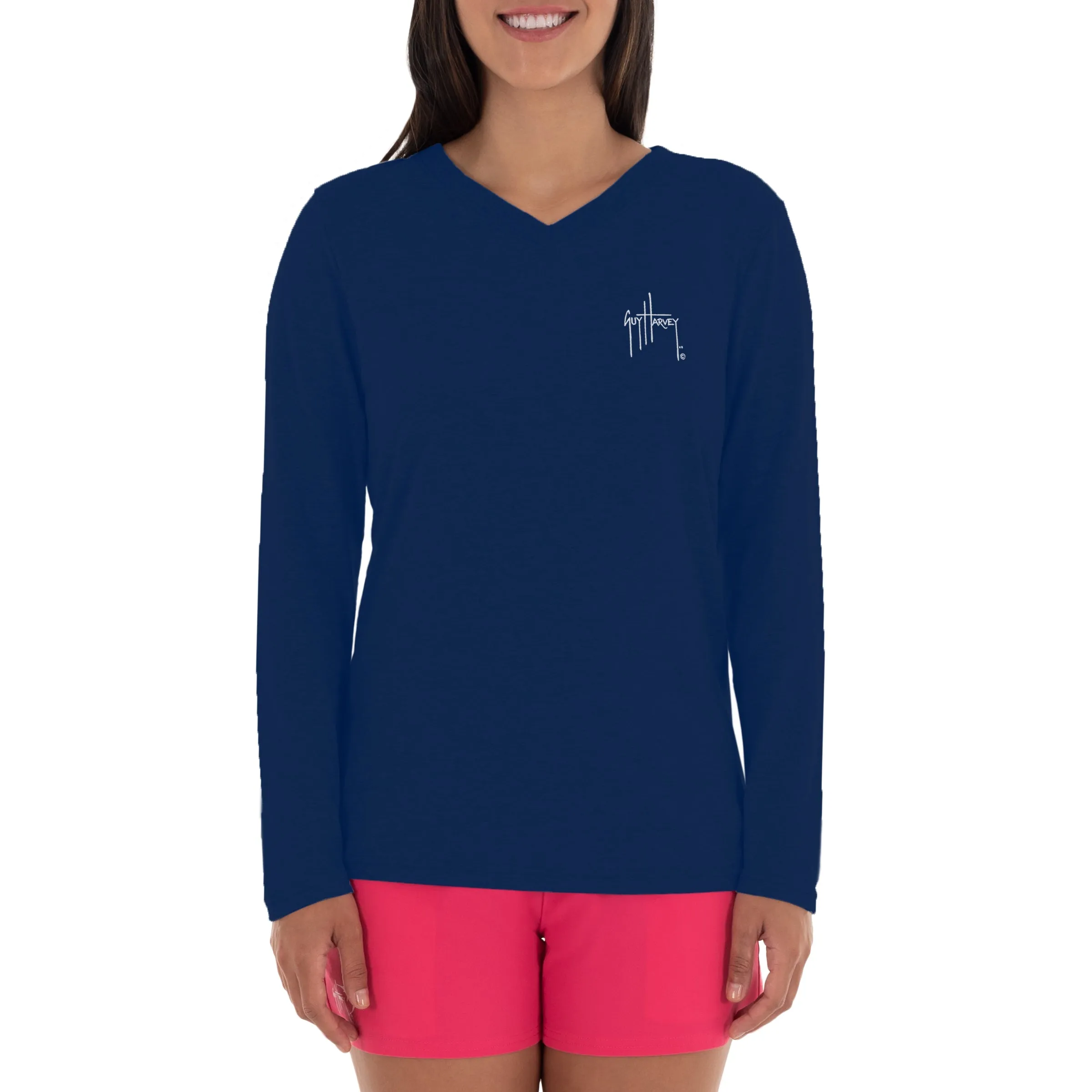 Ladies Sunset Long Sleeve V-Neck T-Shirt