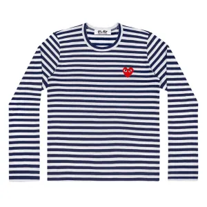 Long Sleeve Stripes With Red Emblem Tee Unisex