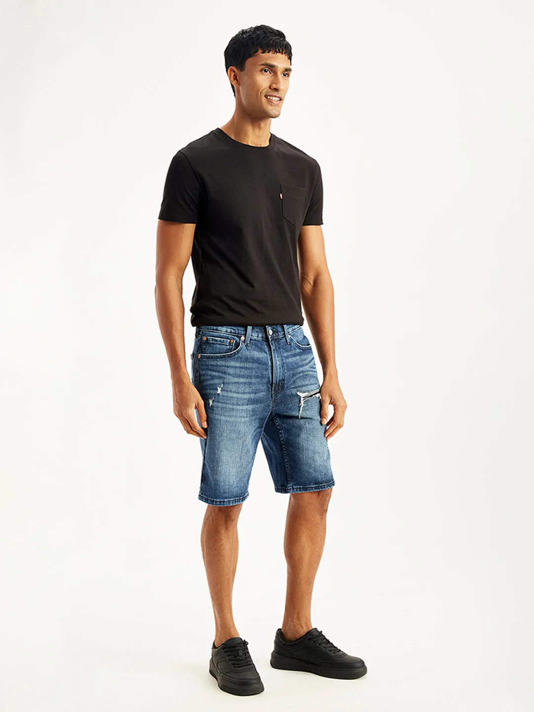 Men's Blue Tapered Denim Shorts