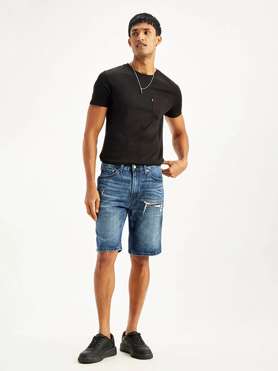 Men's Blue Tapered Denim Shorts