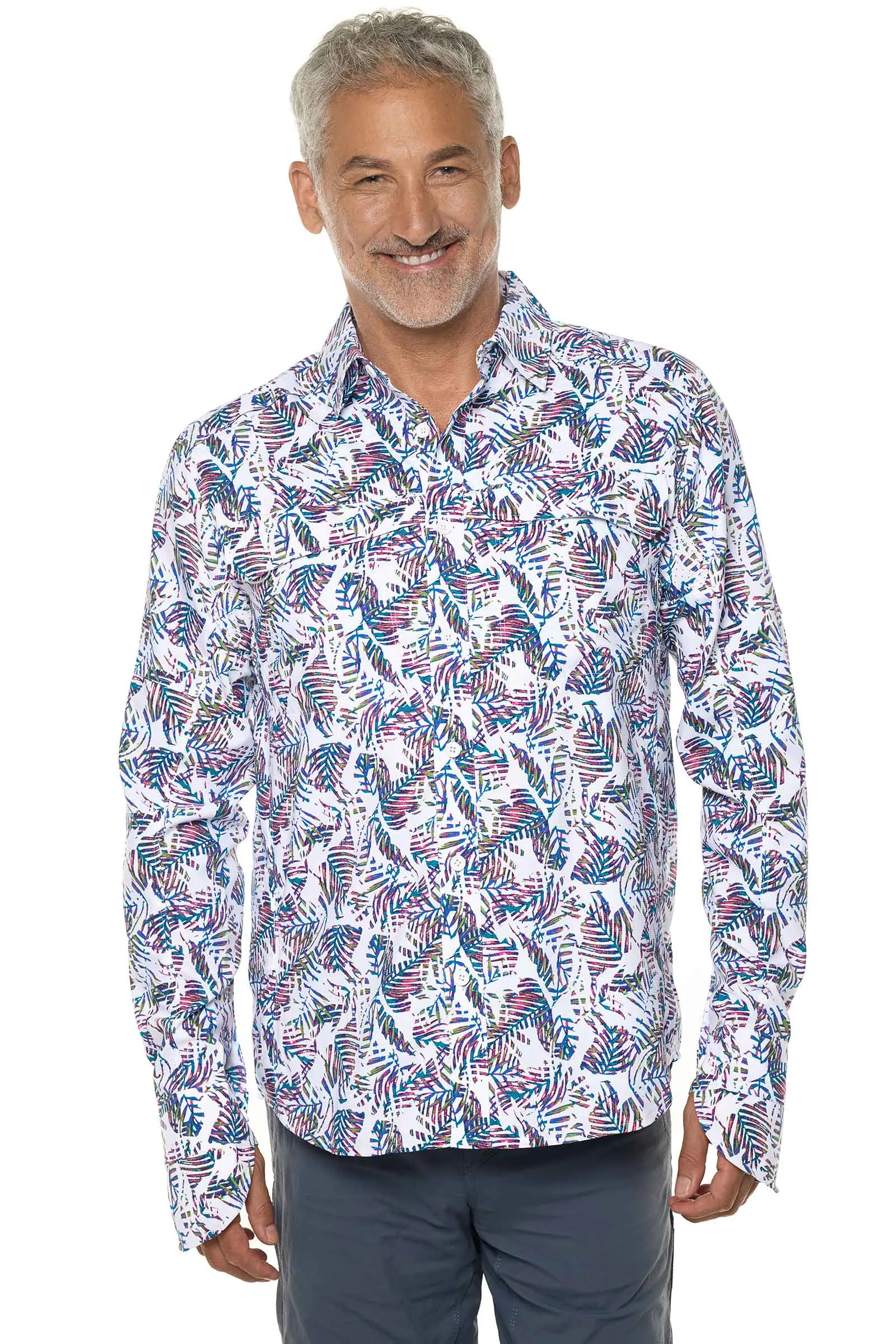 Men's Nassau Fishing Shirt | Magnolia Pink Beach Leaves