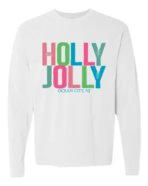 Ocean City Holly Jolly Long Sleeve Tee - White