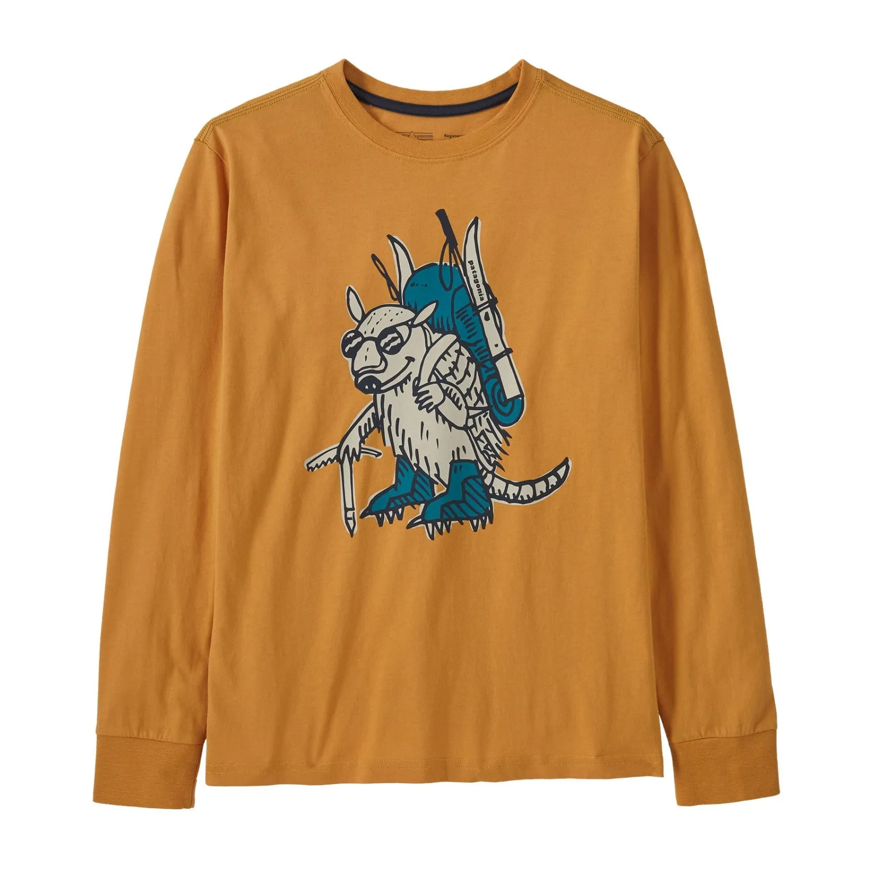 Patagonia Kids Long Sleeve Regenerative Organic Cotton Graphic T-shirt - Fun Hogs Armadillo / Dried Mango