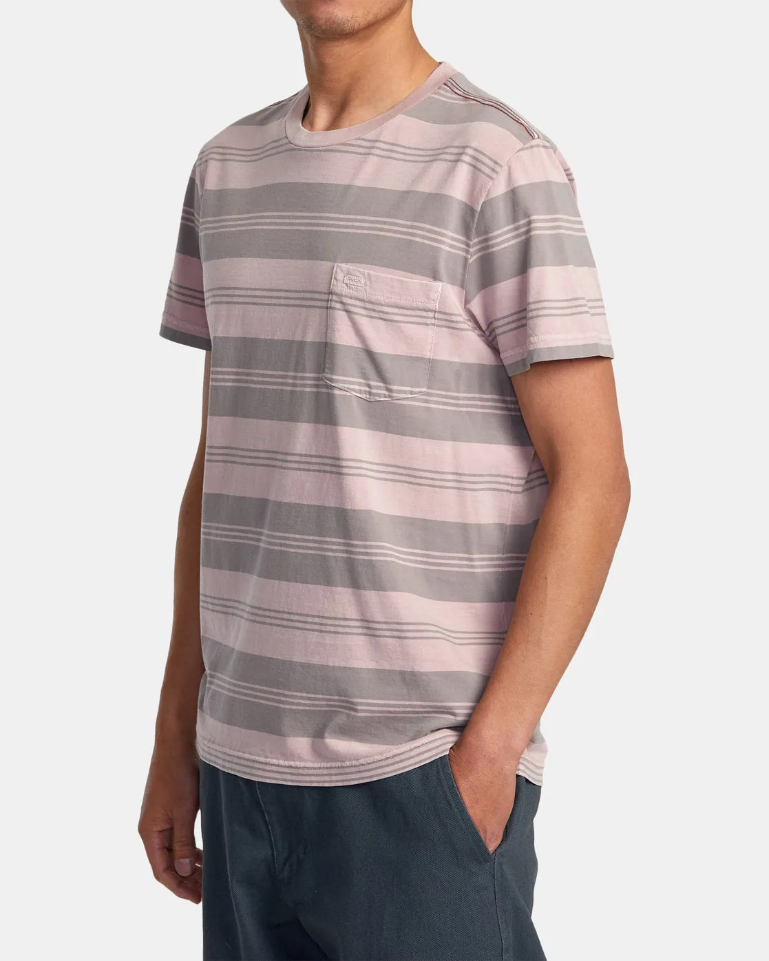 PTC Stripe Short Sleeve Knit - Pale Mauve