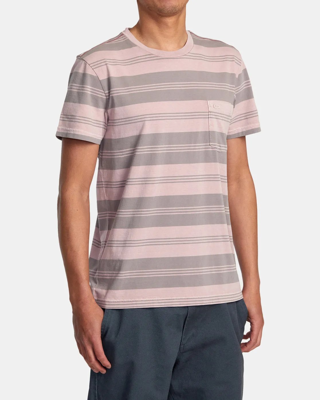 PTC Stripe Short Sleeve Knit - Pale Mauve