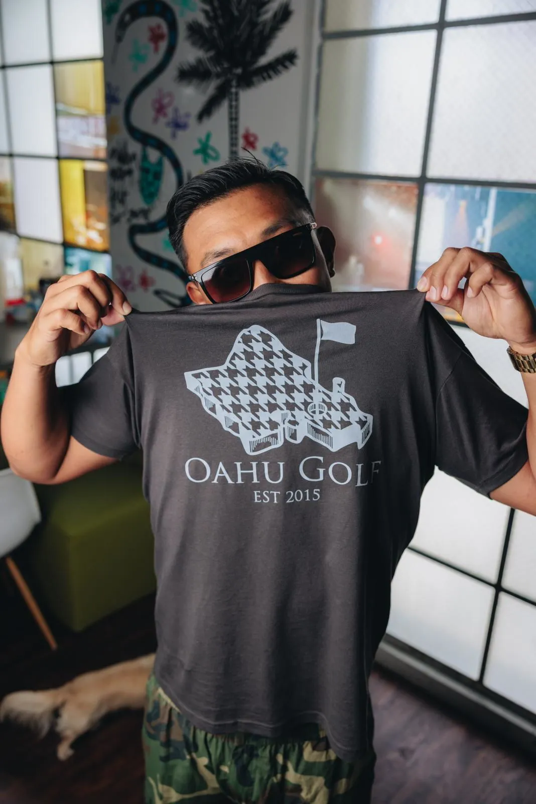 "Island Houndstooth" - OGA Unisex Graphic Tee - Vintage Black