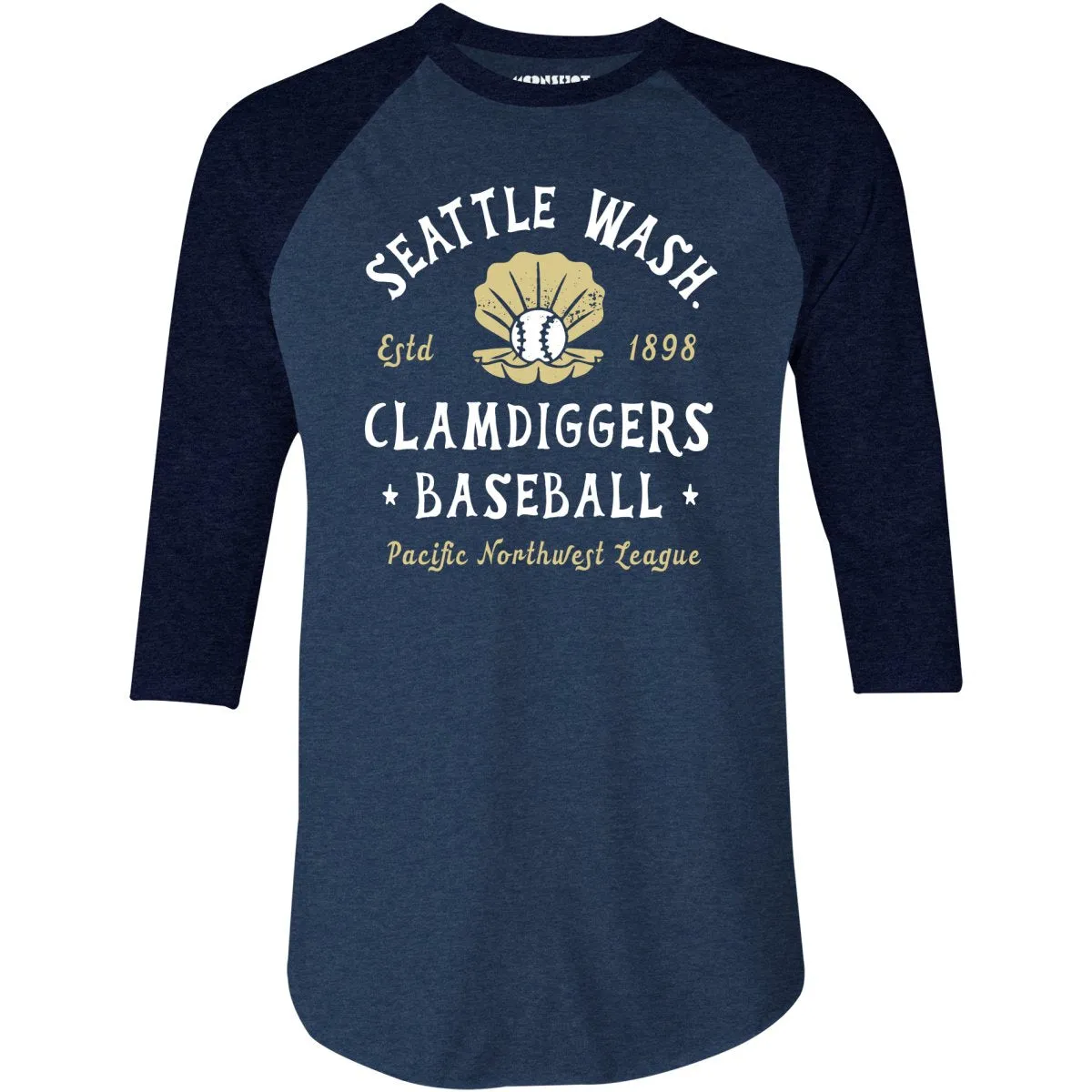 Seattle Clamdiggers - Washington - Vintage Defunct Baseball Teams - 3/4 Sleeve Raglan T-Shirt