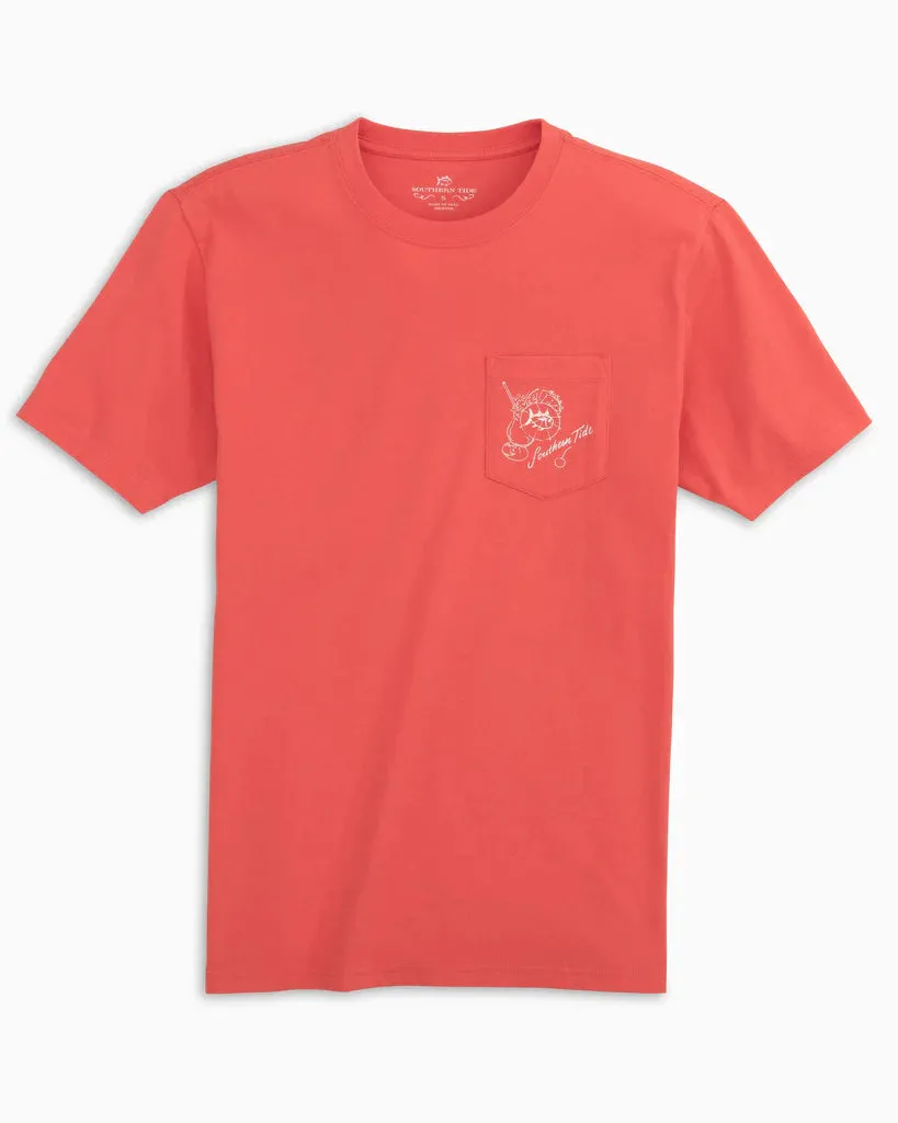 Southern Tide Short Sleeve Follow The Pina Coladas Tee Rosewood Red