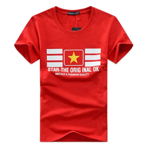 Star & Stripes Printed Cotton Slim Fit Tees