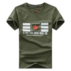 Star & Stripes Printed Cotton Slim Fit Tees