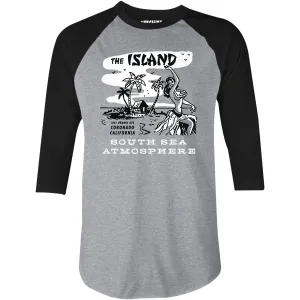 The Island Cafe v2 - Coronado, CA - Vintage Tiki Bar - 3/4 Sleeve Raglan T-Shirt