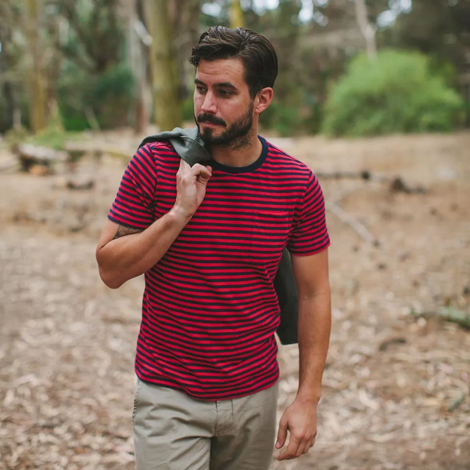 The Sequoia Stripe Tee in Navy & Red