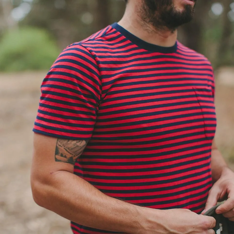 The Sequoia Stripe Tee in Navy & Red