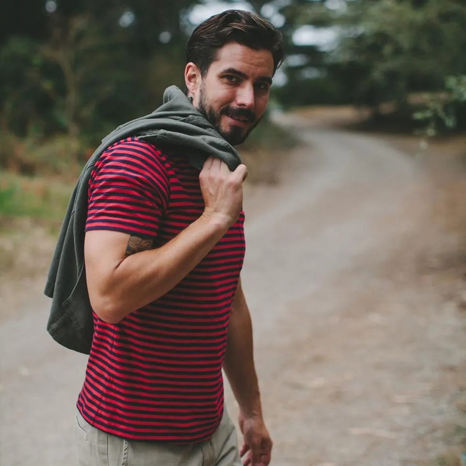 The Sequoia Stripe Tee in Navy & Red