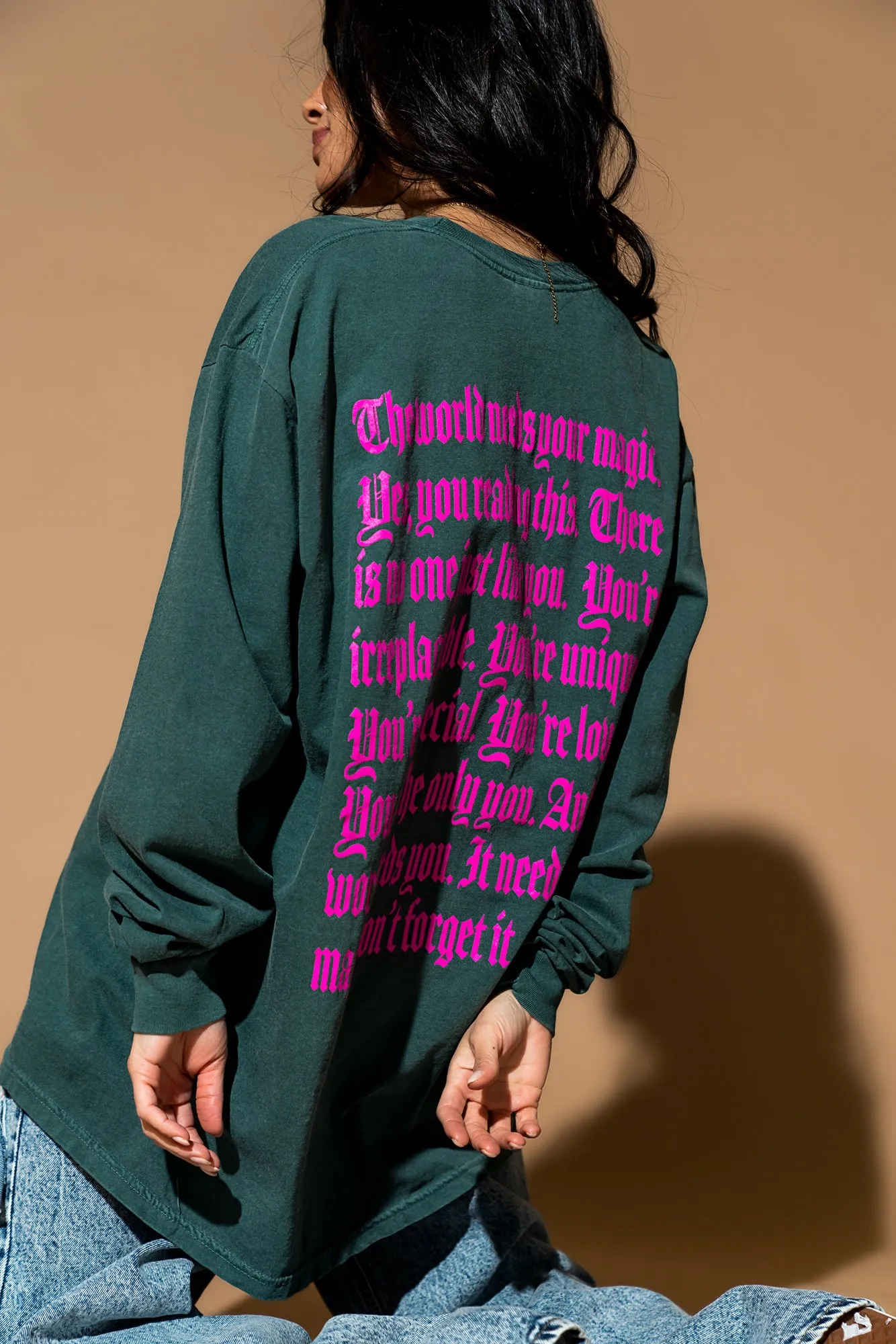 The World Needs Your Magic Mantra Oversized Long Sleeve Tee