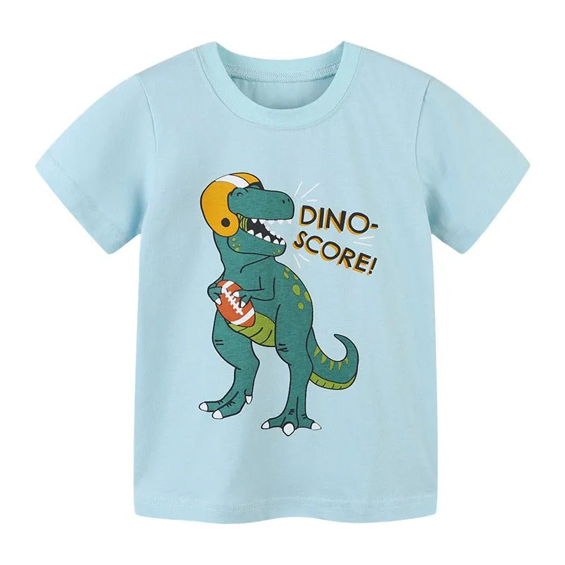 Toddler Boy's Blue Dinosaur Print T-shirt