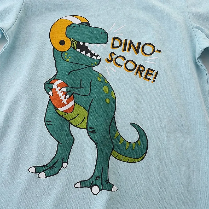 Toddler Boy's Blue Dinosaur Print T-shirt