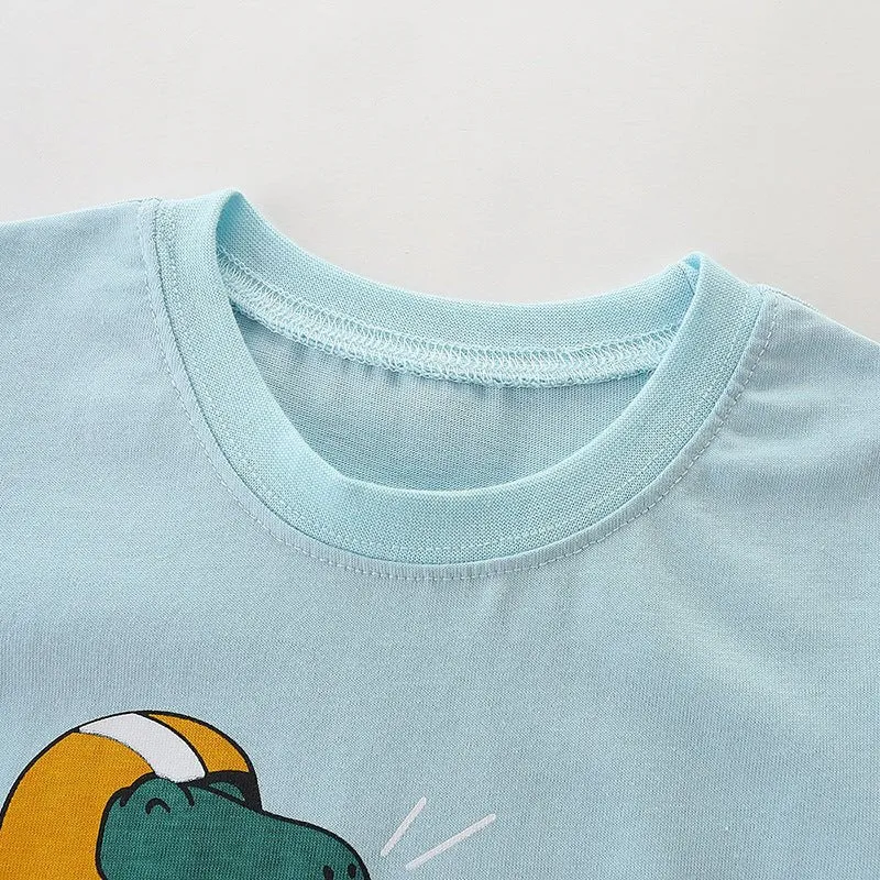 Toddler Boy's Blue Dinosaur Print T-shirt